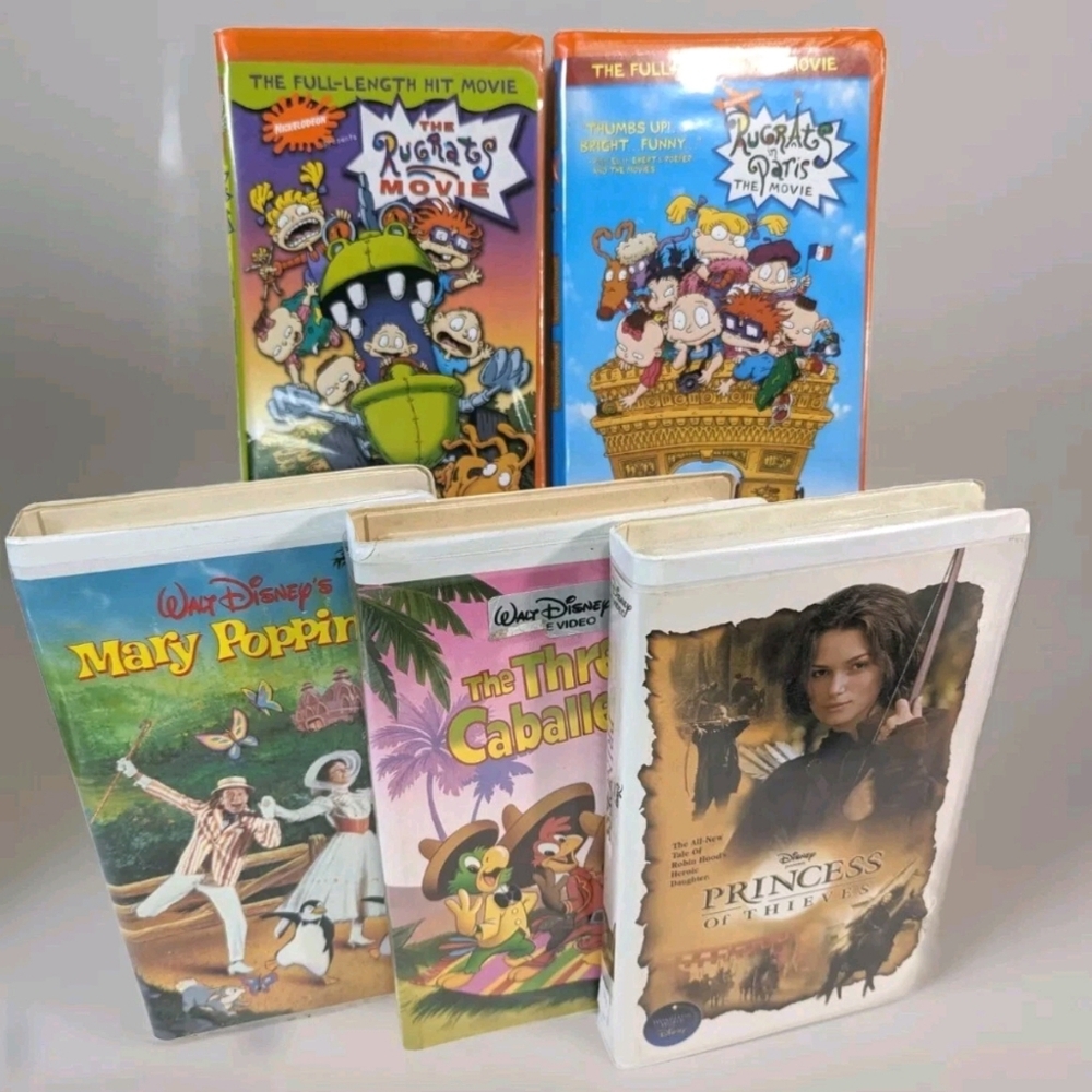 Nickelodeon Disney VHS Movie Lot Rugrats Mary Poppins 3 Caballeros Princess